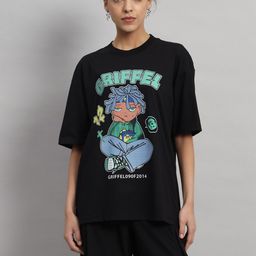 GRIFFEL Graphic Printed Pure Cotton Oversized-Fit T-shirt With Shorts Co-Ords-picture-31