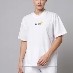 GRIFFEL Typography Printed Pure Cotton Oversized T-Shirt & Shorts-image-1