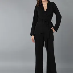 Fashfun Shawl Neck Long Sleeves Top & Trousers-picture-27