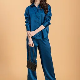 Lounge Dreams Shirt Collar Satin Shirt & Trouser Co-Ord-picture-11