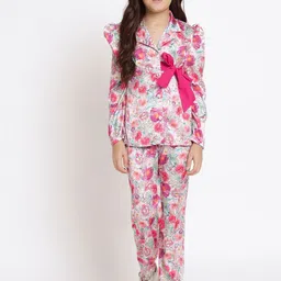 Readiprint Fashions Girls Floral Printed Satin Shirt With Trousers-picture-11