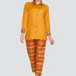 HOUSE OF KIRNA'S WITH LOGO OF HOK Shirt Collar Co-Ord image 1