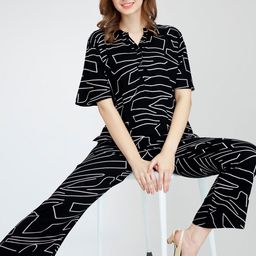 Zeyo Printed Mandarin Collar Co-Ords-picture-3