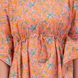 Vastralay Floral Printed Pure Cotton Kaftan Tunic With Flared Palazzos image 3
