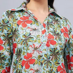 WineRed Floral Printed Pure Cotton Top & Palazzos image 2