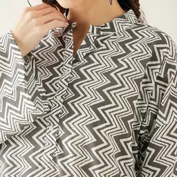 The Kaftan Company Pure Cotton  Printed Mandarin Collar Tunic With Trousers Co-Ords image 2