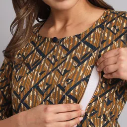 KALINI Round Neck Geometric Printed Maternity wear Tunic and Trousers Co-Ords image 5