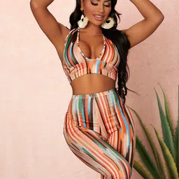 Stylecast X Kotty Printed Halter-Neck Top with Mid-Rise Trousers image 5