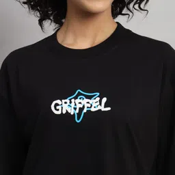 GRIFFEL Graphic Printed Pure Cotton Oversized-Fit T-shirt With Shorts Co-Ords image 4