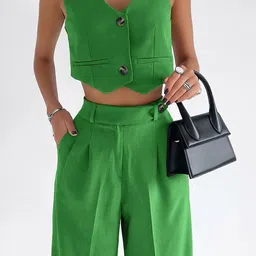 LULU & SKY Scoop Neck Sleeveless Crop Vest With Trousers image 2