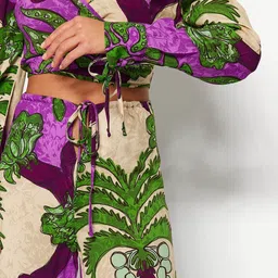 Trendyol Tropical Printed Crop Top With Palazzos image 5