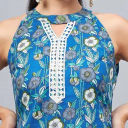 WineRed Printed Pure Cotton Tunic With Trousers image 3