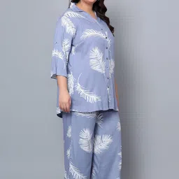 Indietoga Plus Size Tropical Printed Longline Shirt With Palazzos image 5