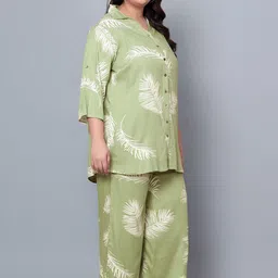 Indietoga Plus Size Tropical Printed Longline Shirt With Palazzos image 5