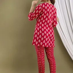RANGREAL Floral Printed Pure Cotton Top & Pyjama Night Suit image 5