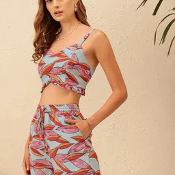 STREET 9 Printed Shoulder Straps Top & Shorts with Shrug image 4
