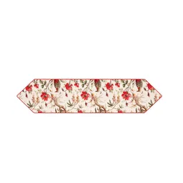 Clasiko White & Red Printed Pure Cotton Table Runner image 3