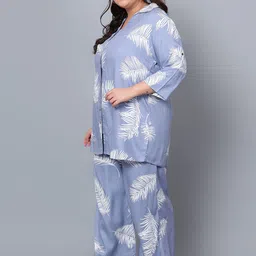 Indietoga Plus Size Tropical Printed Longline Shirt With Palazzos image 3