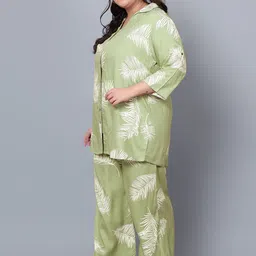 Indietoga Plus Size Tropical Printed Longline Shirt With Palazzos image 3