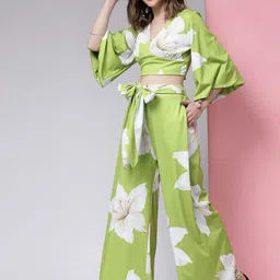 KASSUALLY Floral Printed Cropped Top & Palazzo Co-Ords Set image 2