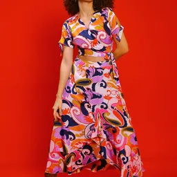 Sera Floral Printed V-Neck Top With Flared Skirt image 2