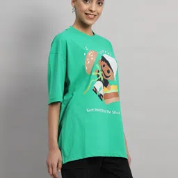 GRIFFEL Graphic Printed Pure Cotton Oversized T-Shirt & Mid-Rise Shorts Co-Ords image 5