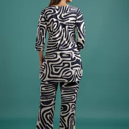 Anouk Black Abstract Printed Notch Neck Pure Cotton Top And Trouser image 5