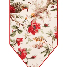 Clasiko White & Red Printed Pure Cotton Table Runner image 4