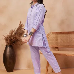 Anouk Embroidered Shirt Collar Pure Cotton Top With Trouser image 5