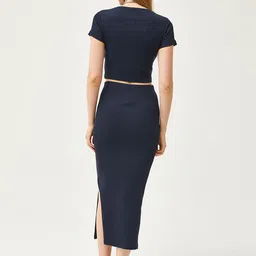 Olalook Round Neck Short Sleeves Casual Crop Top With Skirts image 4