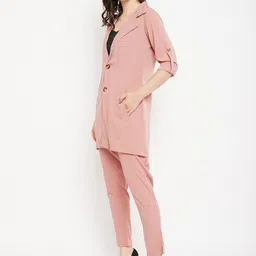 Color Cocktail Notched Lapel Collar Coat & Trouser image 3