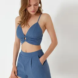 Trendyol Shoulder Straps Crop Top & Shorts Co-Ords Set image 2