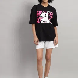 GRIFFEL Graphic Printed Round Neck T-Shirt & Mid-Rise Shorts Co-Ords image 5