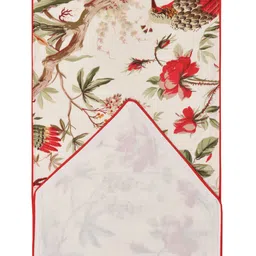 Clasiko White & Red Printed Pure Cotton Table Runner image 5