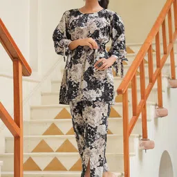 Rain & Rainbow Flral Printed Pure Cotton Tunic With Trousers Co-Ords image 3