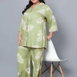 Indietoga Plus Size Tropical Printed Longline Shirt With Palazzos image 4