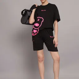 GRIFFEL Printed Pure Cotton Oversized T-Shirt With Shorts image 4