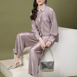 Mafadeny Self-Design Cuffed Sleeves Shirt & Trousers Co-Ords image 3