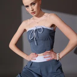 STREET 9 Shoulder Straps Crop Top With Trousers Co-Ords image 4