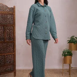 Vishudh Self Design Shirt & Trousers Co-Ords image 4