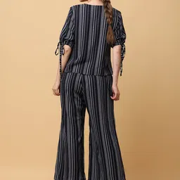 BLACK & BLAH BLAH Geometric Printed V-Neck Relaxed Fit Top & Flared Trouser image 5