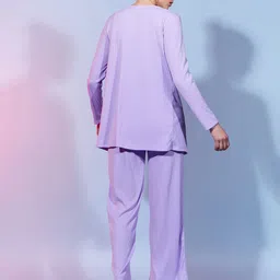 DressBerry Lavender Ribbed Pure Cotton Top With Trouser & Shrug image 3