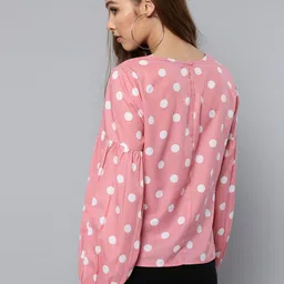harpa Casual Puff Sleeves Printed Women Pink Top image 2
