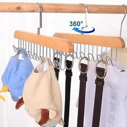 ttrudrahx 8-Hook Pine Stand – Cap Backpack & Apparel Wooden Shirt Pack of 2 Hangers For Shirt image 3