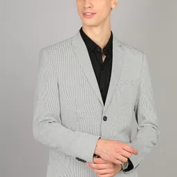 park avenue Men Self Design Single Breasted Formal Blazer-picture-27