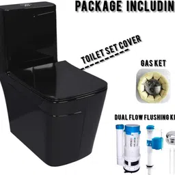 lurexa Dimond Quality LT022 Super Z Black Commode With Cool Line Finish AndRound Flush Button Western Commode image 3