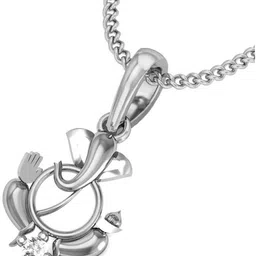 avsar Stone Ganpati Gajanan Shape Pendant GOD2WBN 14kt White Gold Pendant image 5