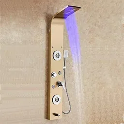MMTC Arcane Luxury LED Overhead Waterfall Shower Panel System | 2 Big & 4 Small Body Jets Glossy image 2