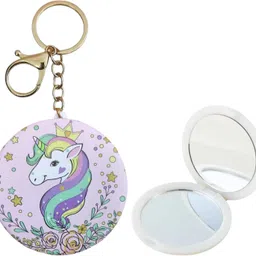 amycaur Unicorn Compact Mirror For Women Double-Sided Travel Makeup Mirror With Keychain-picture-18