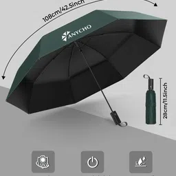 anycho 3 fold Umbrella for Women, Auto Open Waterproof Umbrella for Men, UV Protective Umbrella image 3